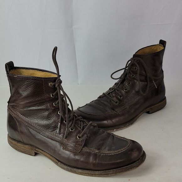 Frye Phillip Brown Leather Casual Work Boots - Picture 3 of 16